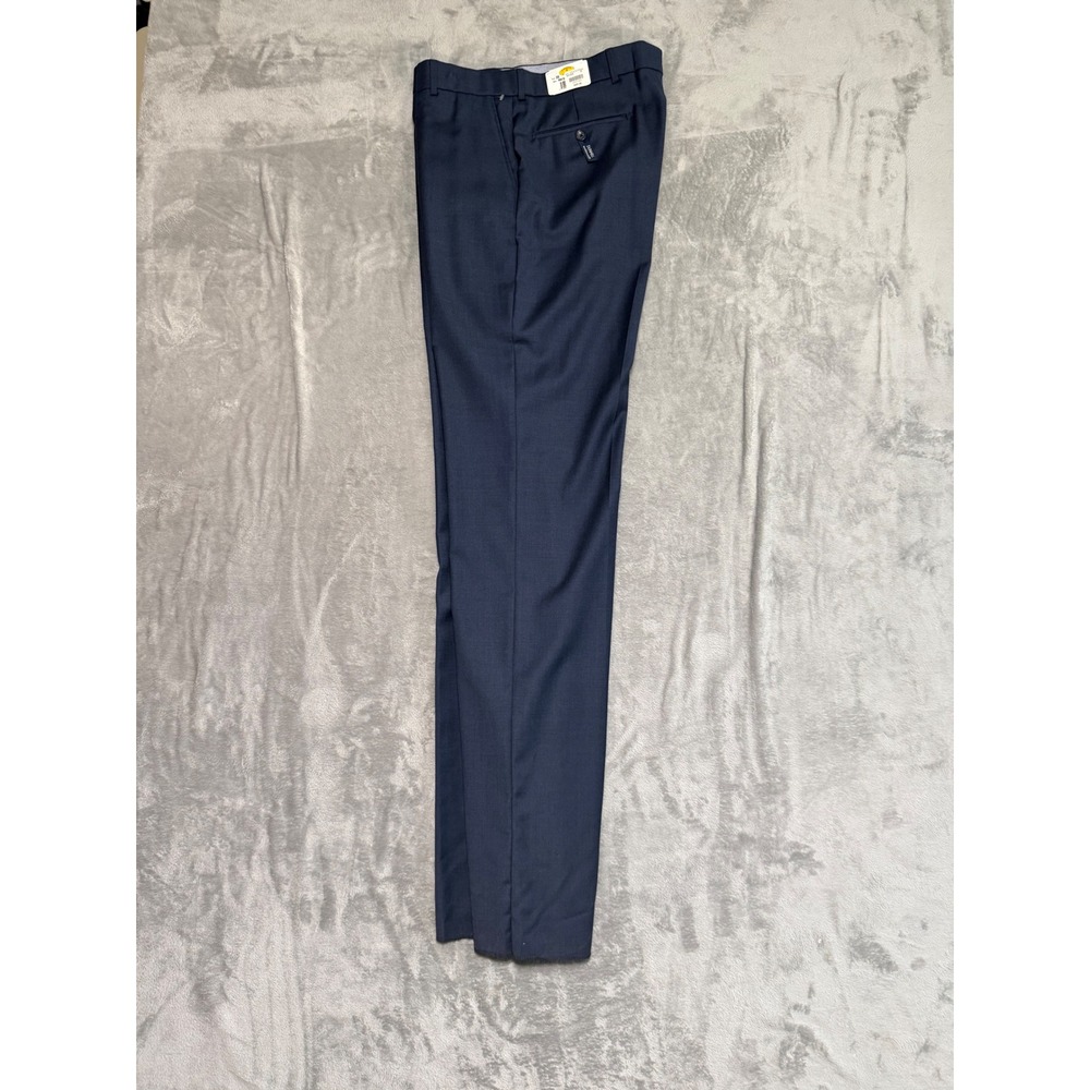 Dunhill H Stockton Atlanta Navy Blue 100% Wool Dress Pants  35 Traditional Fit